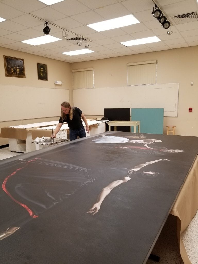 Florida artist Kevin Grass is getting ready to varnish his large "Not #MeToo" painting