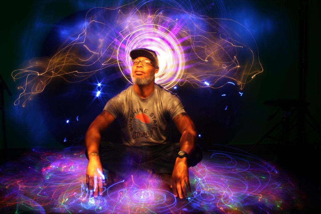 "Rain," portrait of Bryan Voliton. Light Painting Photography by Linda Costa Cheranichit.
