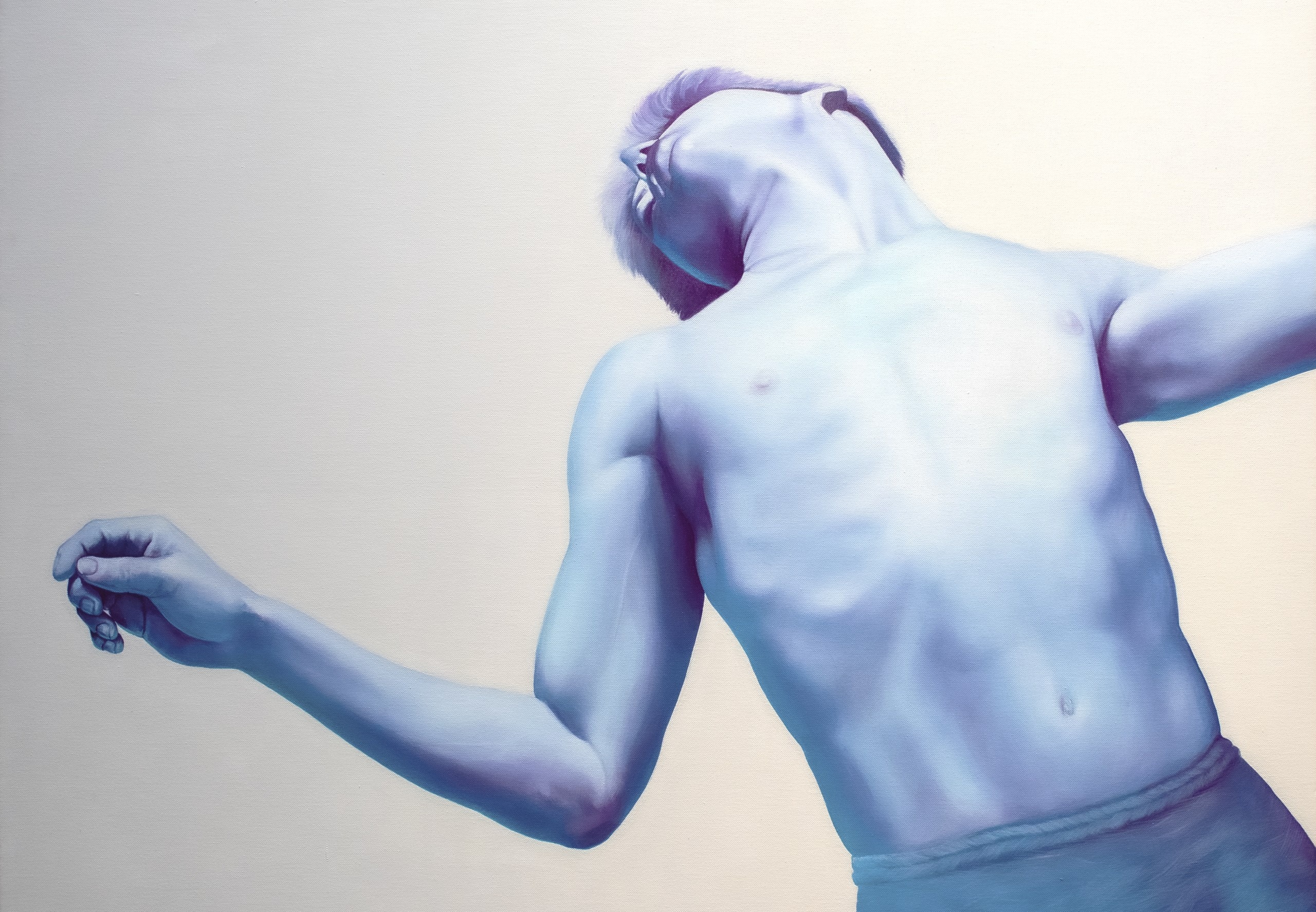 acrylic painting of man falling