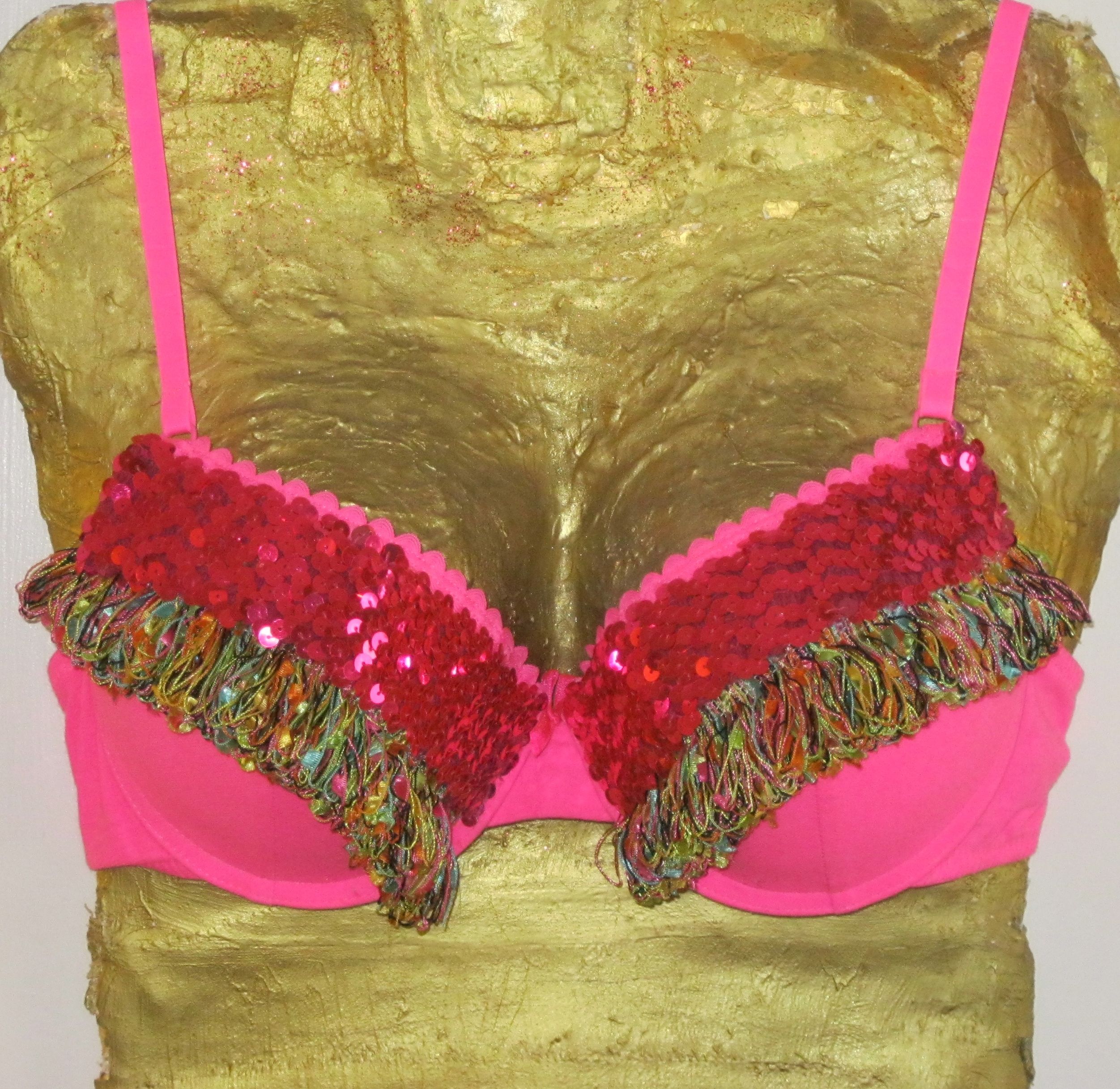 Example of a bra I decorated and sold to the girls.