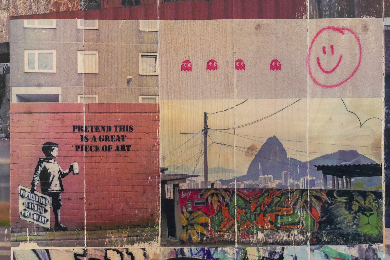 pretend this is great art, public walls and in-between spaces, installation, Luci Westphal, street art, Rio, Brazil, Hamburg, Germany, wood transfer